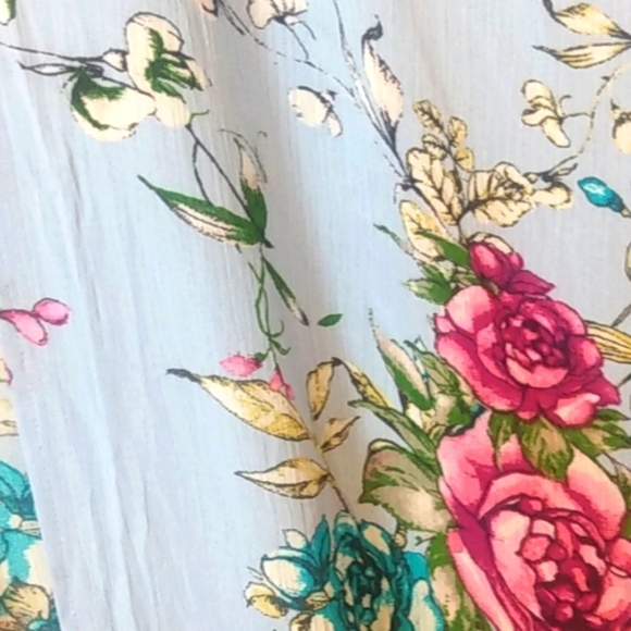 LOVE RYAN BLUE FLORAL CROCHET SMOCK DUSTER SWIMSUIT COVER-UP SIZE MEDIUM NWT - Picture 4 of 6